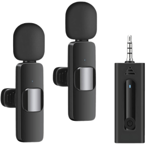 Wireless 3.5mm Lavalier Lapel Microphone Omnidirectional Condenser Mic for Camera Speaker Smartphone Recording Mic for Youtube