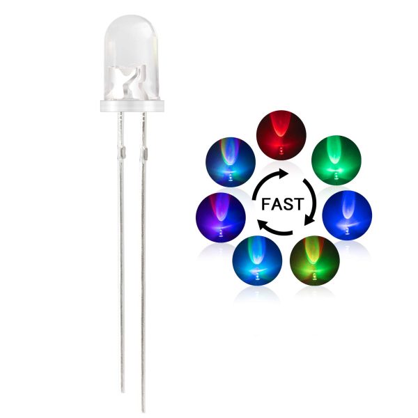 5mm clear LED, RGB Fast Flashing/ Slow flashing LED (Colors Changed ...